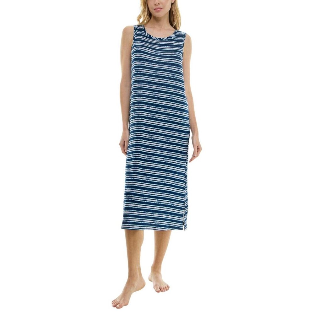 NWT Roudelain Printed Sleeveless Nightgown Knit EHJS362M Quartz Stripe Blue S